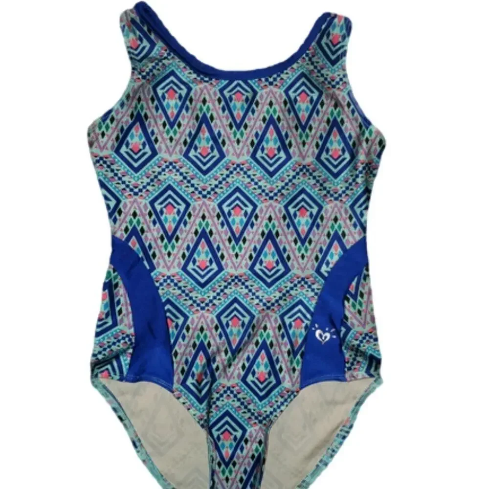 Justice Tribal Blue Print Swimsuit || sz10